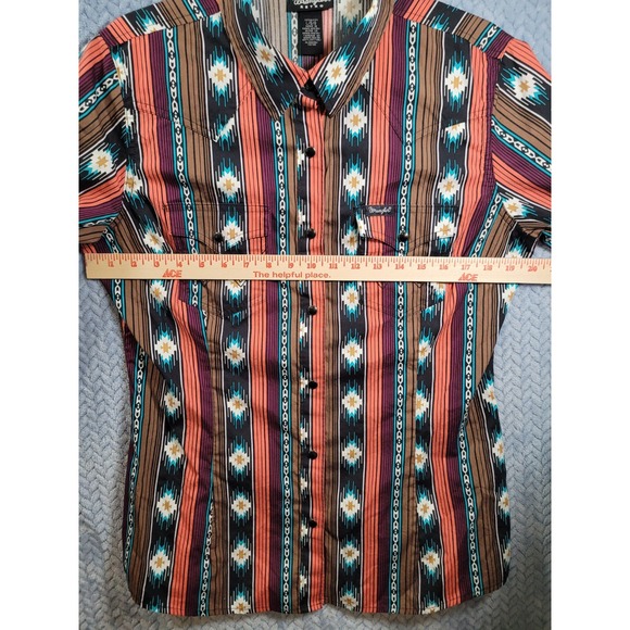 Wrangler Retro Womens Shirt Large Aztec Western Pearl Snap Rodeo Cowgirl - Picture 4 of 13